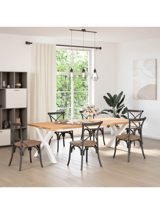 Ruokapöydän jalat x-muotoiset 2 kpl valkoinen 90x(72-73) cm teräs