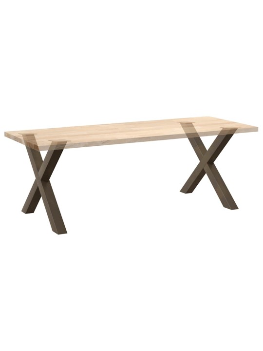 Ruokapöydän jalat x-muotoiset 2 kpl luonnonvärinen teräs 90x(72-73) cm teräs