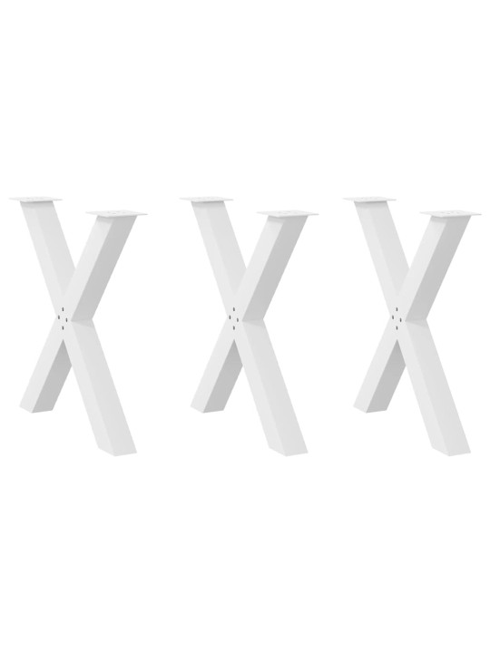Ruokapöydän jalat x-muotoiset 3 kpl valkoinen 70x(72-73) cm teräs