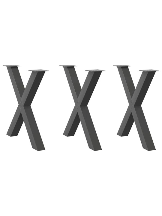 Ruokapöydän jalat x-muotoiset 3 kpl antrasiitti 70x(72-73) cm teräs