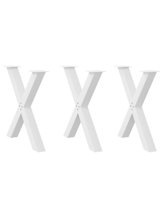 Ruokapöydän jalat x-muotoiset 3 kpl valkoinen 80x(72-73) cm teräs