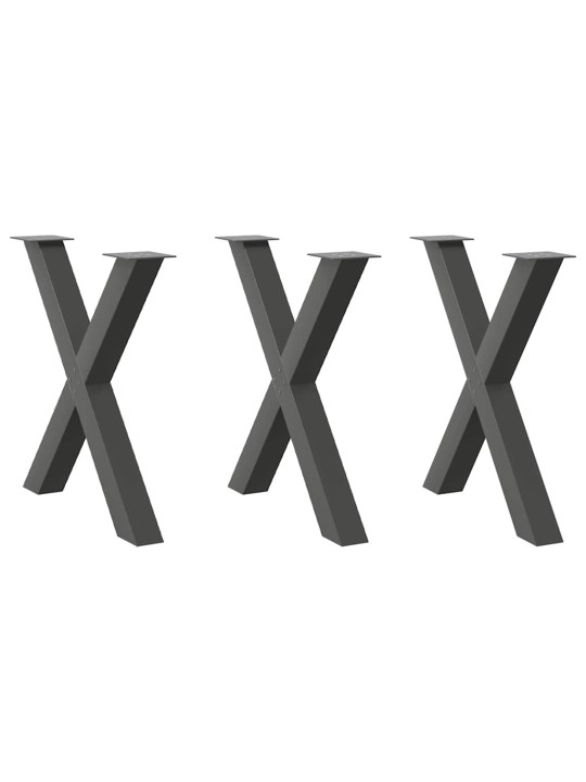 Ruokapöydän jalat x-muotoiset 3 kpl antrasiitti 80x(72-73) cm teräs