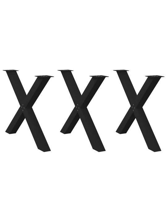 Ruokapöydän jalat x-muotoiset 3 kpl musta 90x(72-73) cm teräs