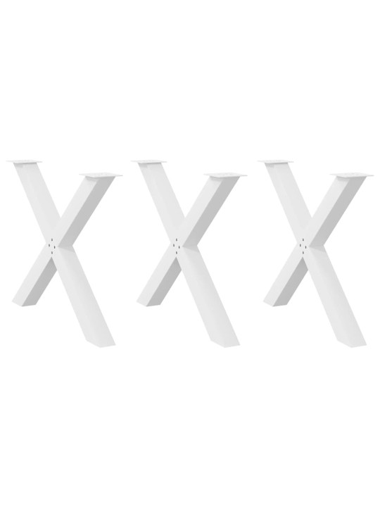 Ruokapöydän jalat x-muotoiset 3 kpl valkoinen 90x(72-73) cm teräs