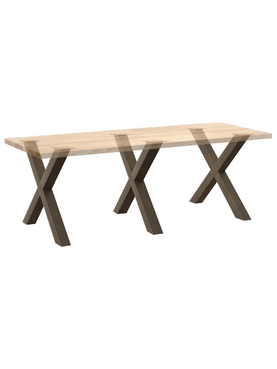 Ruokapöydän jalat x-muotoiset 3 kpl luonnonvärinen teräs 90x(72-73) cm teräs