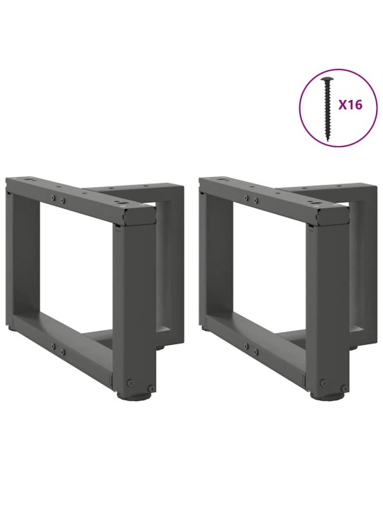 Sohvapöydän jalat t-muotoiset 2 kpl antrasiitti 40x25x(30-31) cm teräs