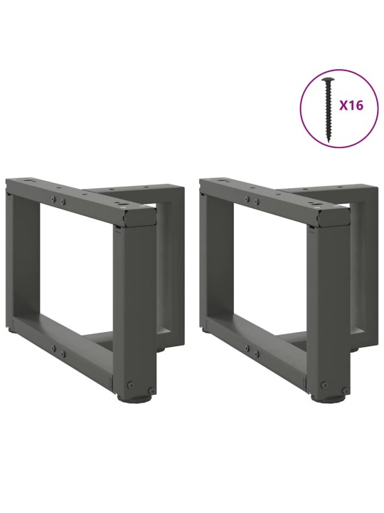 Sohvapöydän jalat t-muotoiset 2 kpl antrasiitti 50x25x(30-31) cm teräs