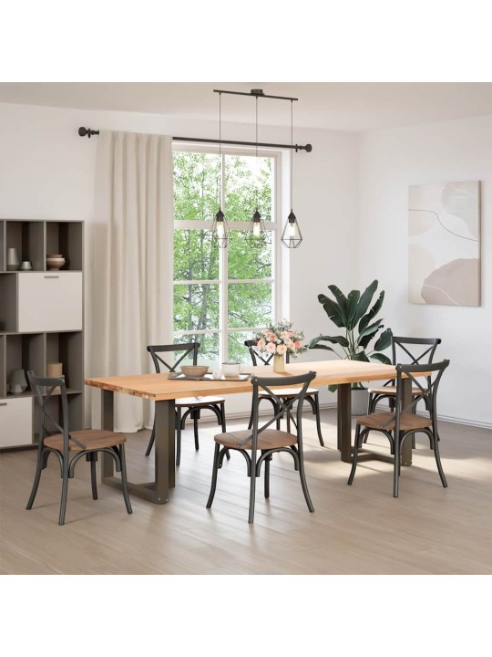 Ruokapöydän jalat t-muotoiset 2 kpl musta 80x35x(72-73) cm teräs