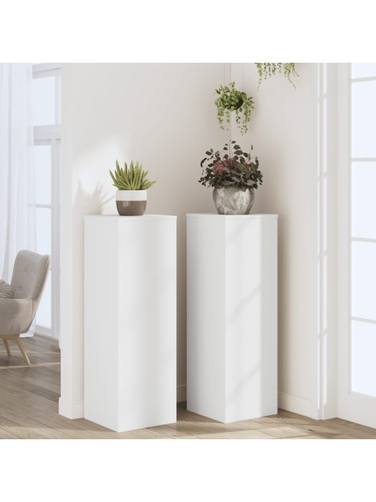 Kasvitelineet 2 kpl valkoinen 33x33x100 cm tekninen puu