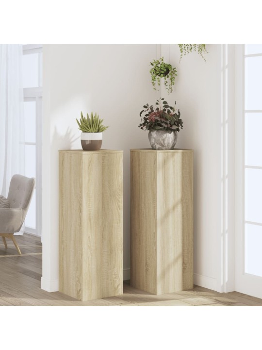 Kasvitelineet 2 kpl sonoma-tammi 33x33x100 cm tekninen puu