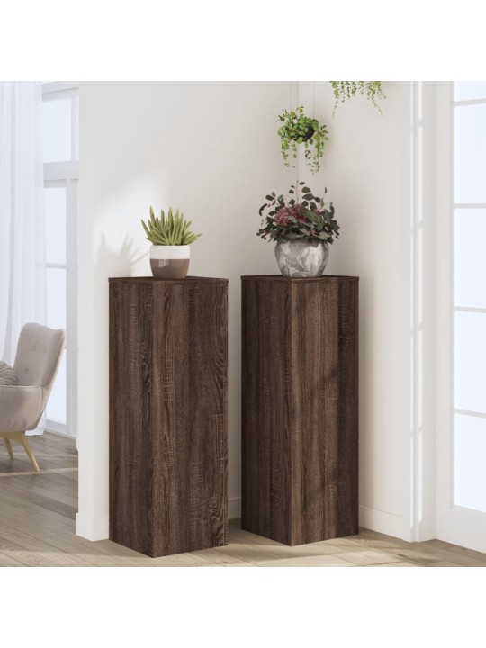 Kasvitelineet 2 kpl ruskea tammi 33x33x100 cm tekninen puu