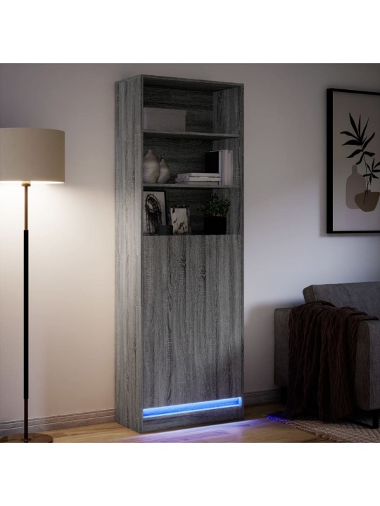 Kaappi LED-valoilla harmaa Sonoma 69x32,5x200 cm tekninen puu