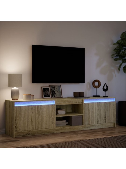 TV-taso LED-valoilla Sonoma-tammi 180x34x50 cm tekninen puu