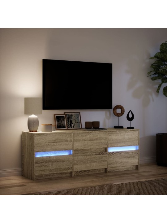 TV-taso LED-valoilla Sonoma-tammi 140x34x50 cm tekninen puu