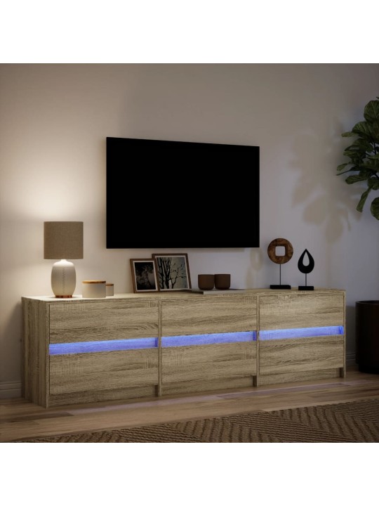 TV-taso LED-valoilla Sonoma-tammi 180x34x50 cm tekninen puu