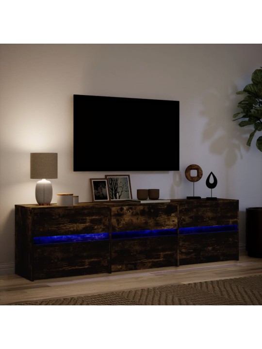 TV-taso LED-valoilla savutammi 180x34x50 cm tekninen puu