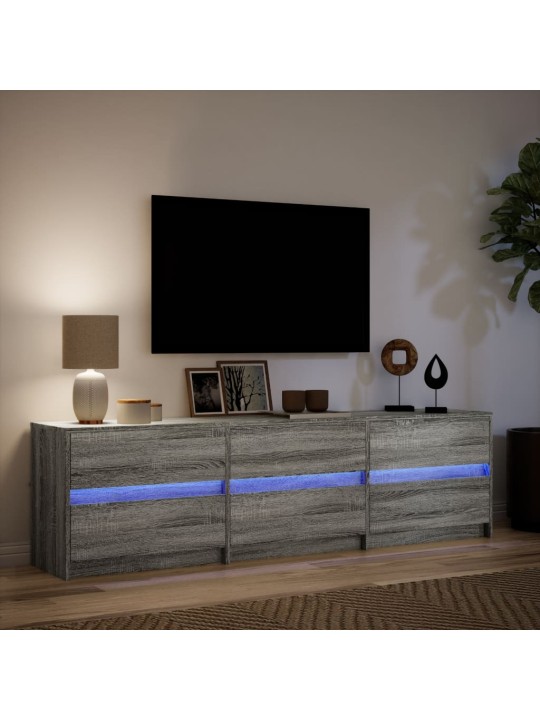 TV-taso LED-valoilla harmaa Sonoma 180x34x50 cm tekninen puu