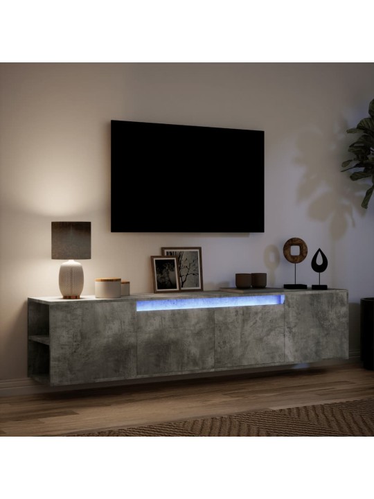 TV-seinäkaappi LED-valoilla betoninharmaa 180x31x39,5 cm