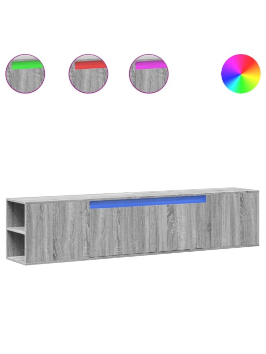 TV-seinäkaappi LED-valoilla harmaa Sonoma 180x31x39,5 cm