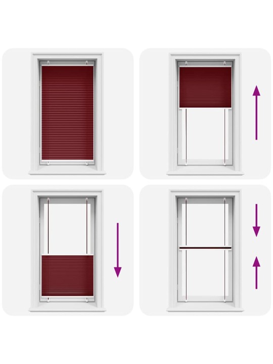 laskostettu blind Bordeaux Red 75x150 cm Kankaan leveys