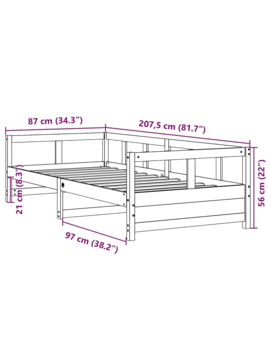 Vuodesohva ilman patjaa vahanruskea 80x200 cm täysi mänty