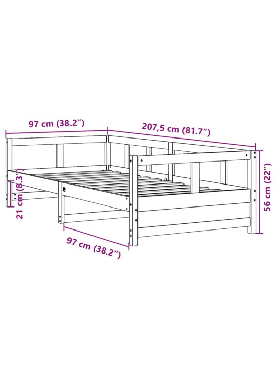 Vuodesohva ilman patjaa vahanruskea 90x200 cm täysi mänty