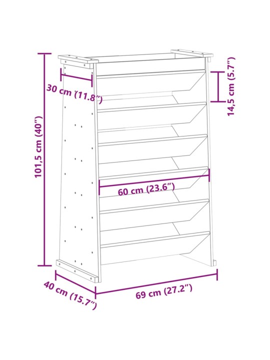 Yrttilaatikko 6 tasoa 69x40x101,5 cm täysi mänty