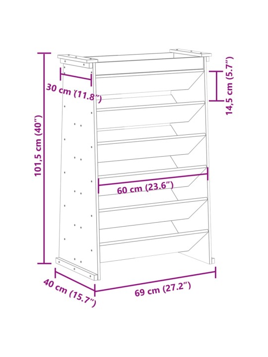 Yrttilaatikko 6 tasoa 69x40x101,5 cm täysi mänty