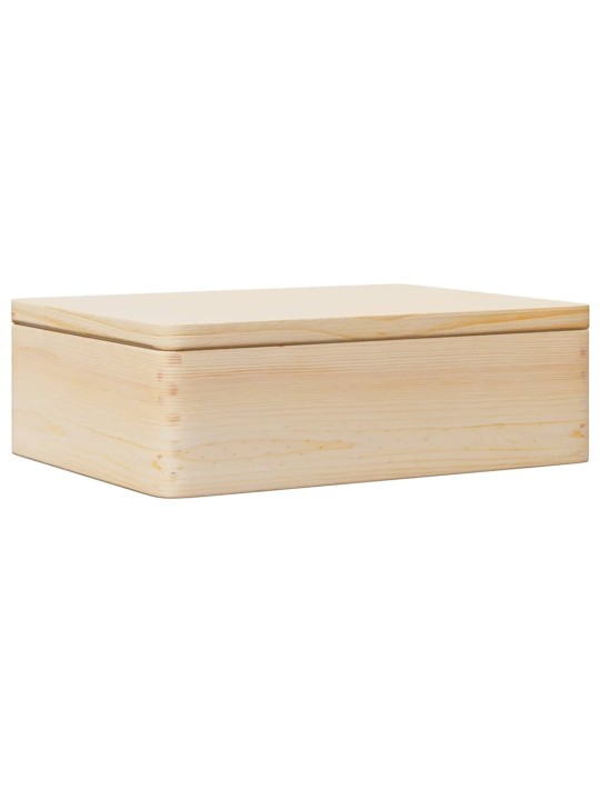 puinen laatikko kannella 40x30x13 cm massiivipuumäntyä