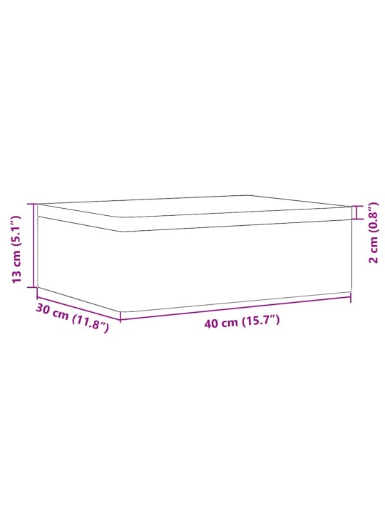 puinen laatikko kannella 40x30x13 cm massiivipuumäntyä