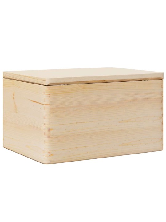 puinen laatikko kannella 40x30x23 cm massiivipuumäntyä