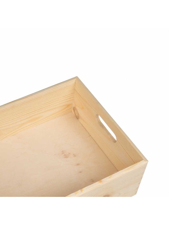 Puulaatikko kahvoilla 40x30x13 cm massiivipuumäntyä