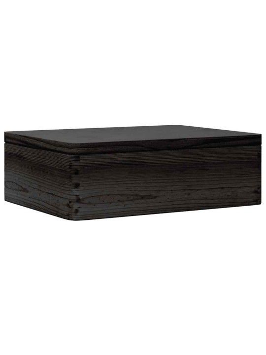 Puinen laatikko kannella musta 40x30x13 cm massiivipuumänty