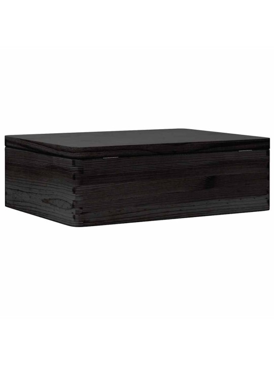 Puinen laatikko kannella musta 40x30x13 cm massiivipuumänty