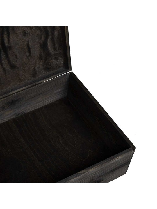 Puinen laatikko kannella musta 40x30x13 cm massiivipuumänty