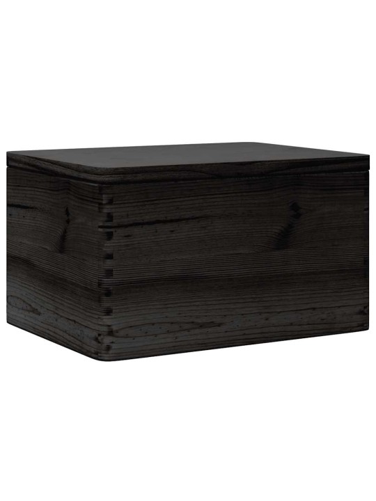 Puinen laatikko kannella musta 40x30x23 cm massiivipuumänty