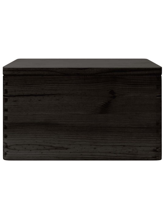 Puinen laatikko kannella musta 40x30x23 cm massiivipuumänty