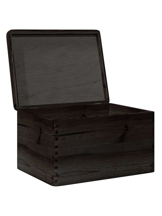 Puinen laatikko kannella musta 40x30x23 cm massiivipuumänty