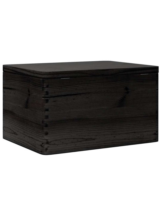 Puinen laatikko kannella musta 40x30x23 cm massiivipuumänty