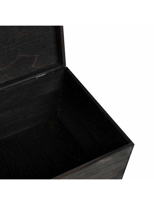Puinen laatikko kannella musta 40x30x23 cm massiivipuumänty