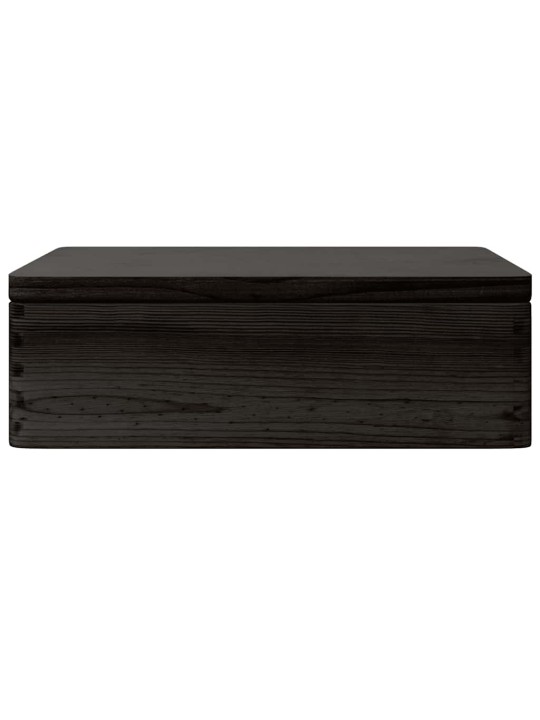 Puinen laatikko kannella ja kahvoilla musta 40x30x13cm