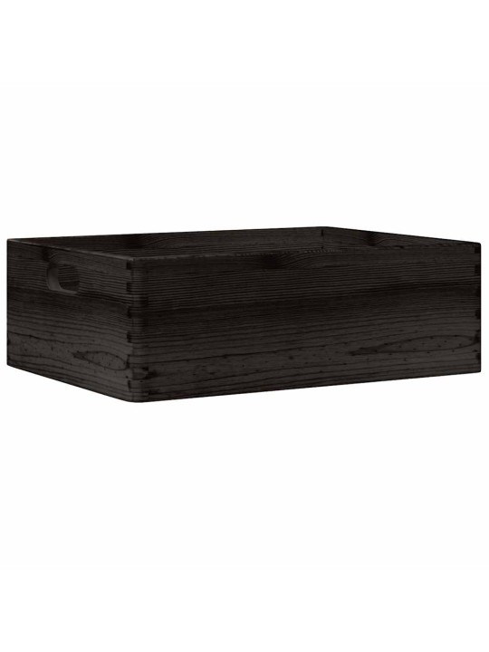 Puulaatikko kahvoilla musta 40x30x13 cm massiivipuumänty