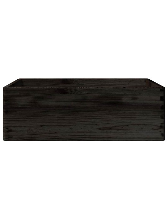Puulaatikko kahvoilla musta 40x30x13 cm massiivipuumänty