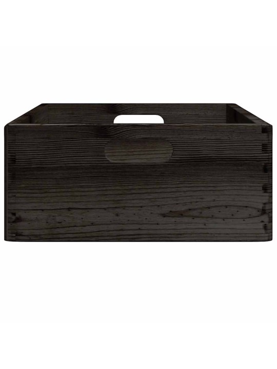 Puulaatikko kahvoilla musta 40x30x13 cm massiivipuumänty