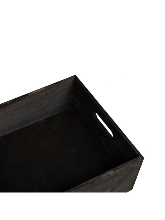 Puulaatikko kahvoilla musta 40x30x13 cm massiivipuumänty