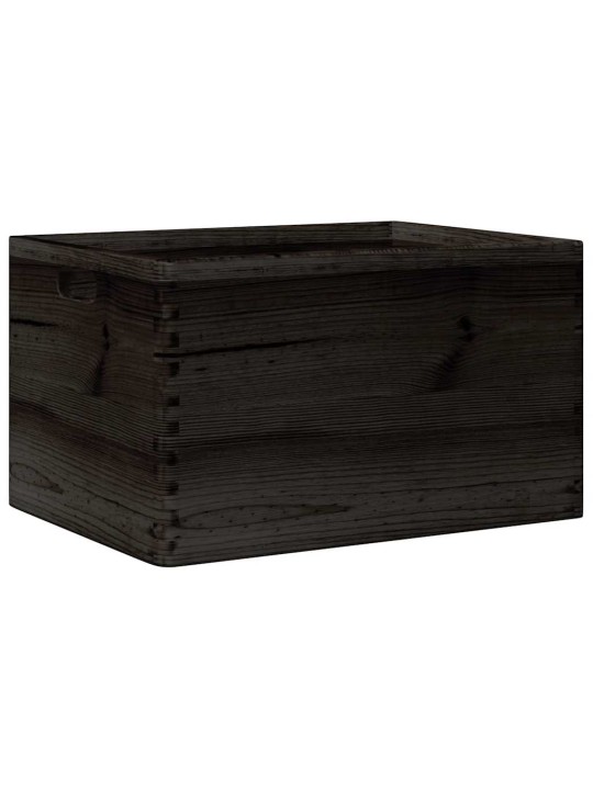 Puulaatikko kahvoilla musta 40x30x23 cm massiivipuumänty