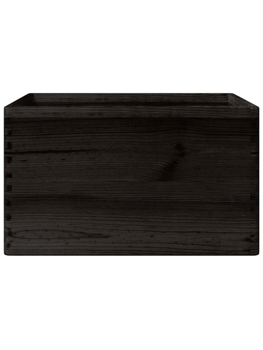 Puulaatikko kahvoilla musta 40x30x23 cm massiivipuumänty