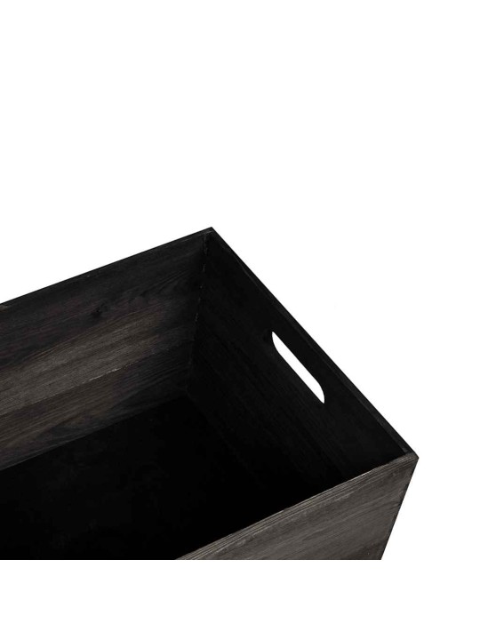 Puulaatikko kahvoilla musta 40x30x23 cm massiivipuumänty