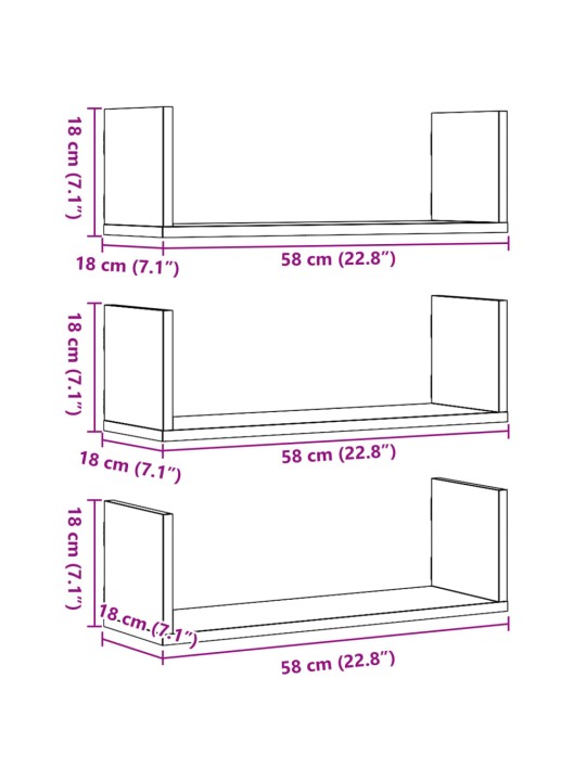 Kasvitelineet 3 kpl artesaani tammi 58x18x18 cm tekninen puu
