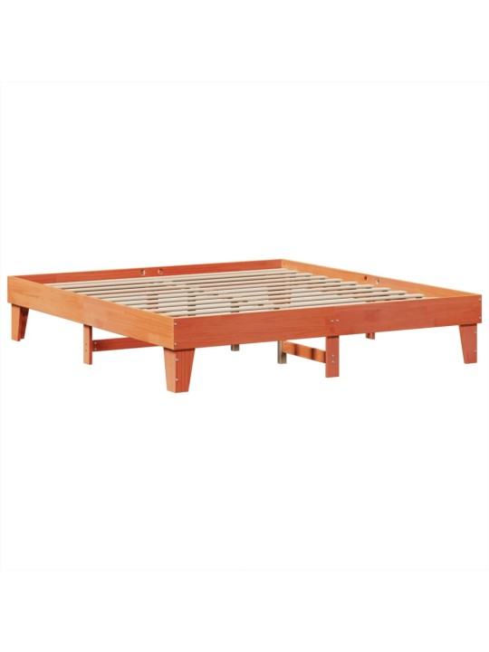Sängynrunko ilman patjaa vahanruskea 200x200 cm täysi mänty